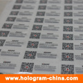 Etiquetas de holograma anti-falsificação de segurança com impressão de código Qr